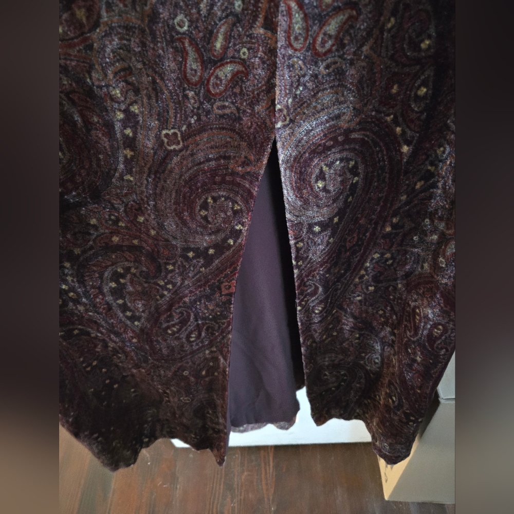 NWOT Brown Paisley Full Length Dana Buchman Dress - Picture 3 of 8
